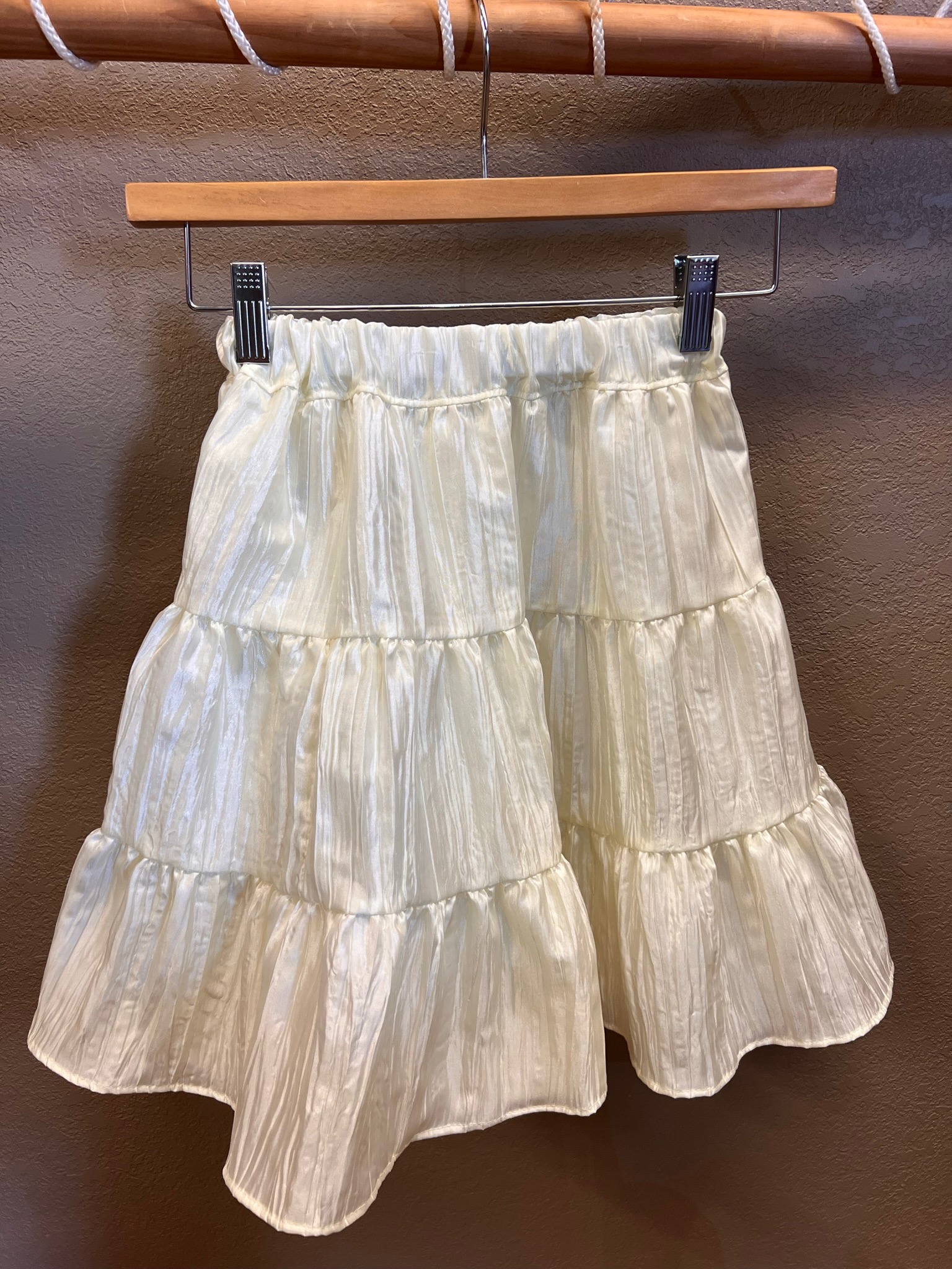 Childs Crushed Satin Skirt White
