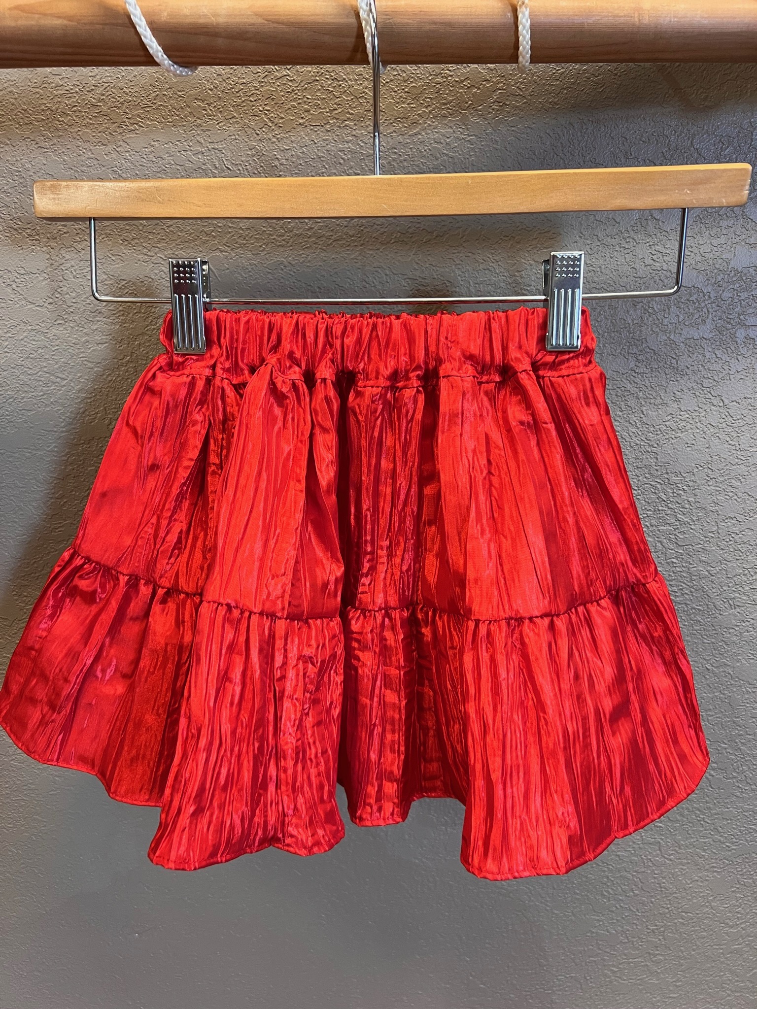 Childs Crushed Satin Skirt Red