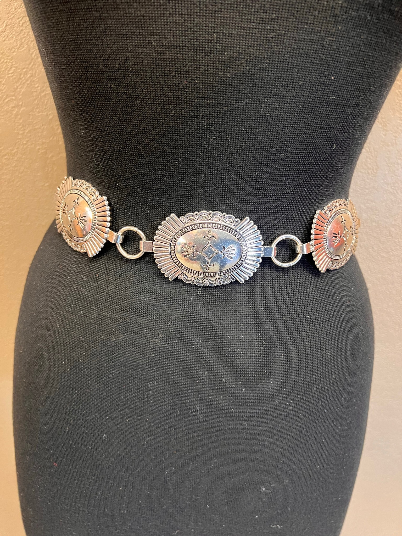 Silver Stamped Concho Belt