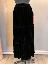 Navajo Black Velvet Pleated Skirt